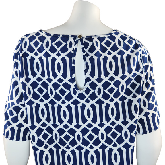 Mudpie Womens M (8-10) Navy Blue White Shift Dress Nautical Gold Hardware Zip-Up - Picture 11 of 15